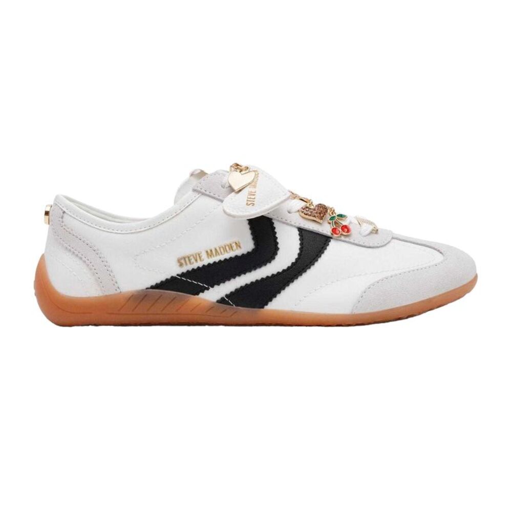 Steve Madden Womens/Ladies Bassett Suede Sneakers / White/Black